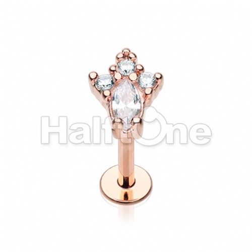 Rose Gold Classy Victorian CZ Top Steel Labret