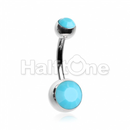 Turquoise Double Ball Inlay Belly Button Ring