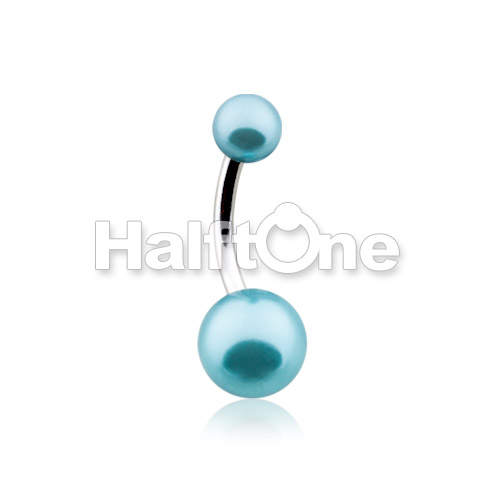 Double Luster Pearl Ball Steel Belly Button Ring