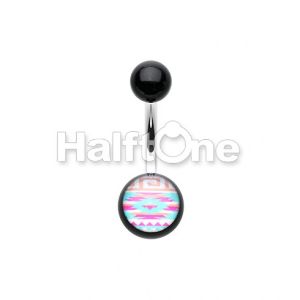 Pastel Navajo Acrylic Logo Belly Button Ring Pastel Navajo Acrylic Logo Belly Button Ring