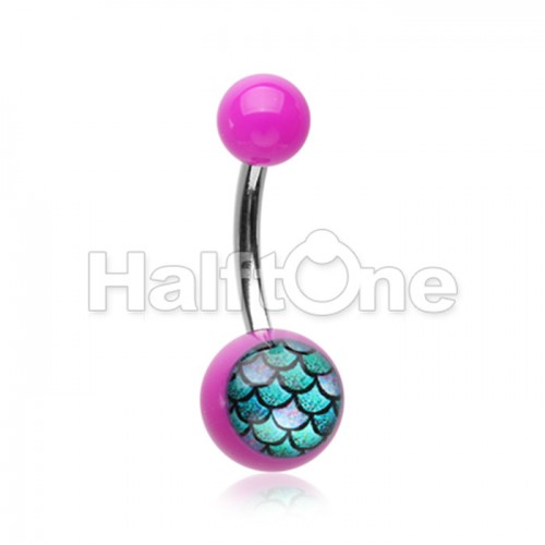 Mermaid Scales Acrylic Logo Belly Button Ring