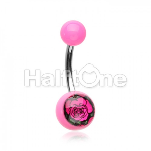 Romantic Roses Acrylic Logo Belly Button Ring