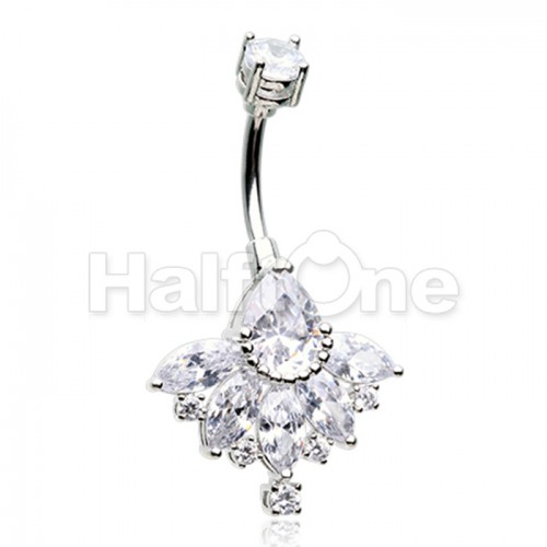 Art Deco Cubic Zirconia Belly Button Ring