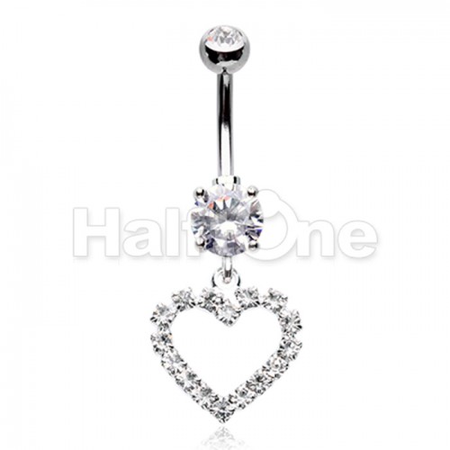 Classic Heart Gem Cubic Zirconia Belly Button Ring