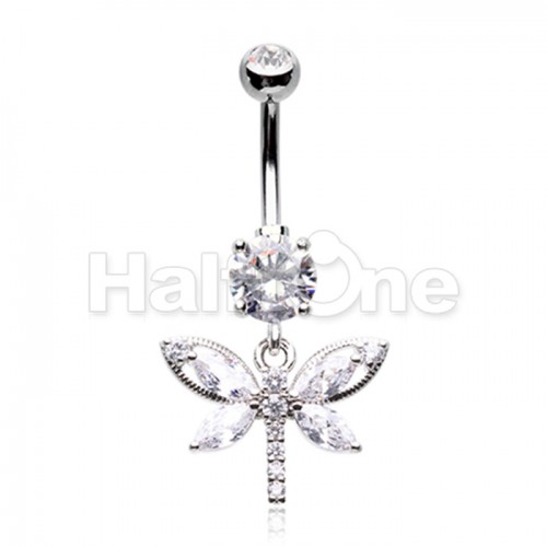 Shimmering Butterfly Sparkle Cubic Zirconia Belly Button Ring