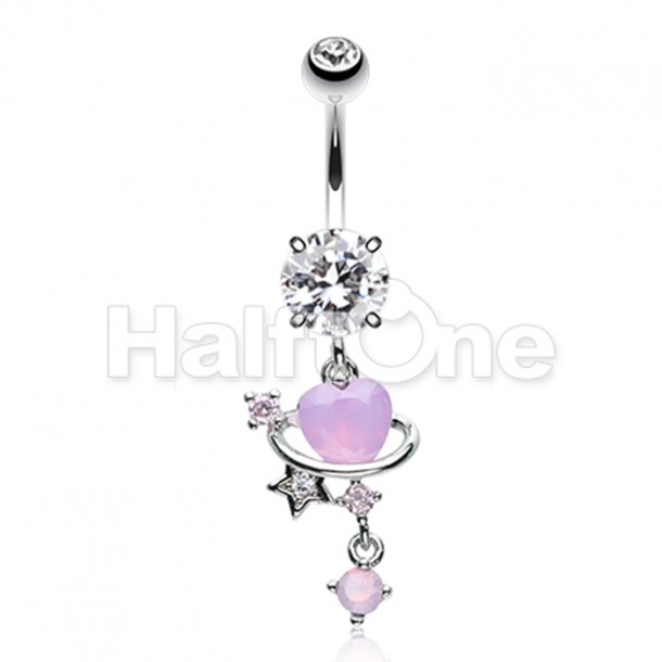 Celestial Lavender Heart Cosmic Bling Belly Button Ring Celestial Lavender Heart Cosmic Bling Belly Button Ring