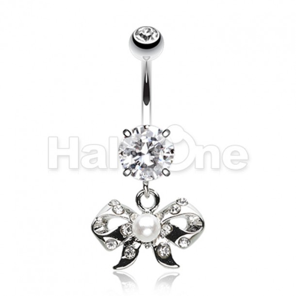 Twinkling Ribbon Bow Belly Button Ring Twinkling Ribbon Bow Belly Button Ring