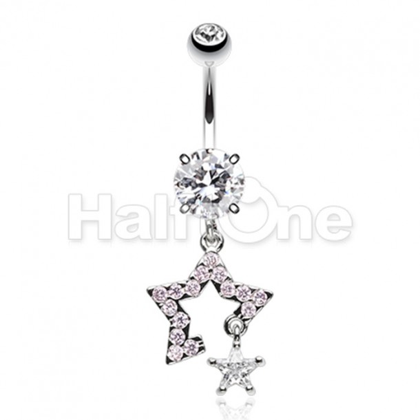 Twinkling Drop Stars Belly Button Ring Twinkling Drop Stars Belly Button Ring