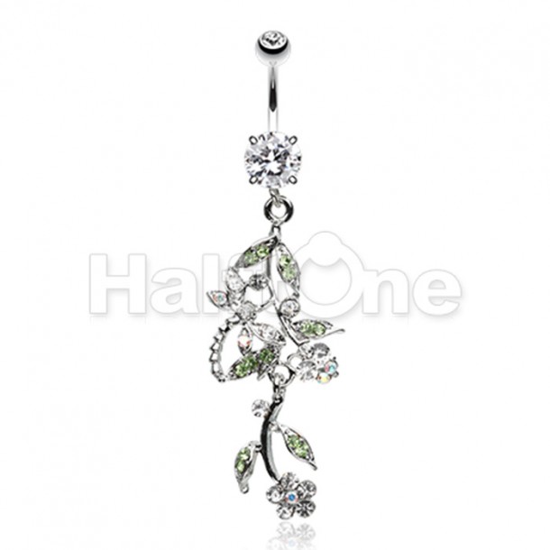 Romantic Vines Butterlfy Flowers Belly Button Ring Romantic Vines Butterlfy Flowers Belly Button Ring