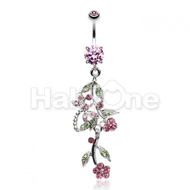 Romantic Vines Butterlfy Flowers Belly Button Ring Romantic Vines Butterlfy Flowers Belly Button Ring
