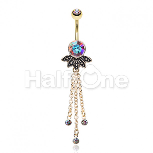 Golden Gatsby Art Deco Belly Button Ring Golden Gatsby Art Deco Belly Button Ring