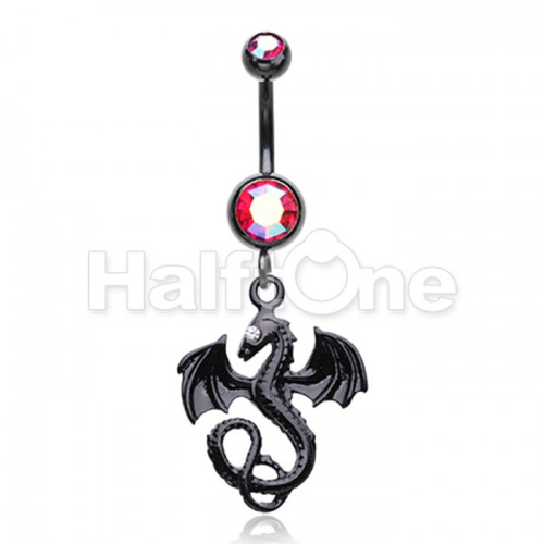Black Jeweled Eye Dragon Belly Button Ring