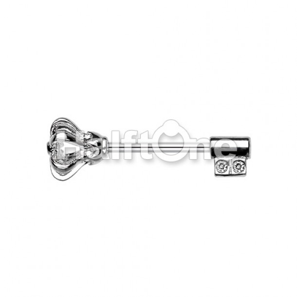 Royal Crown Key Nipple Barbell Ring