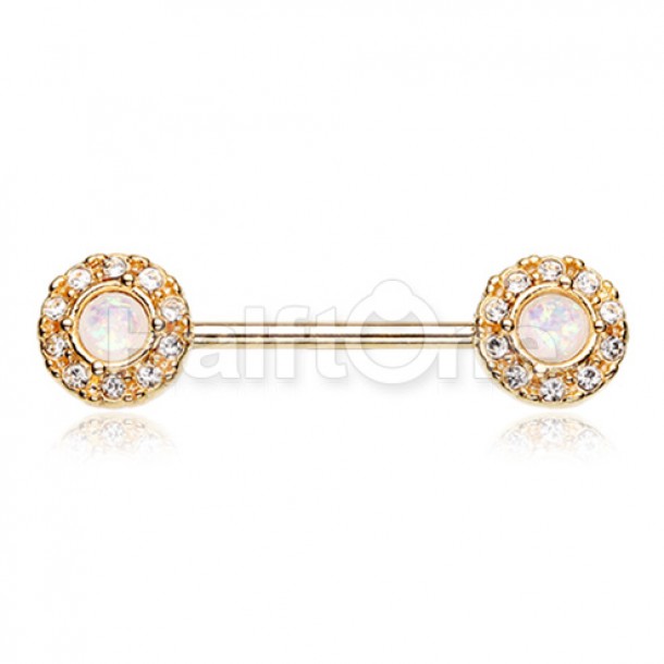 Golden Opal Elegance Nipple Barbell Ring
