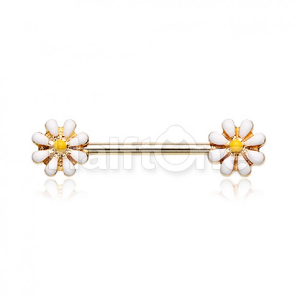 Golden Spring Blossom Flower Nipple Barbell Ring