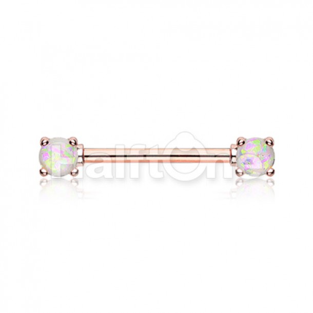 Rose Gold Opal Sparkle Prong Nipple Barbell Ring
