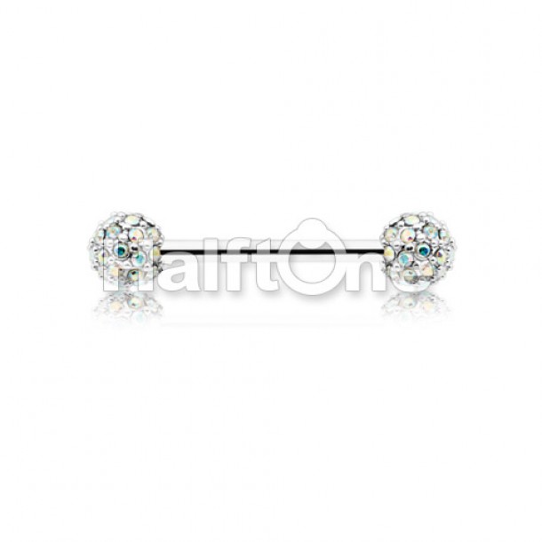 Pave Diamond Full Dome Cluster Nipple Barbell Ring