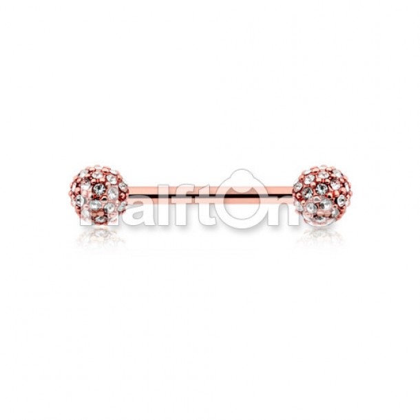 Rose Pave Diamond Full Dome Cluster Nipple Barbell Ring