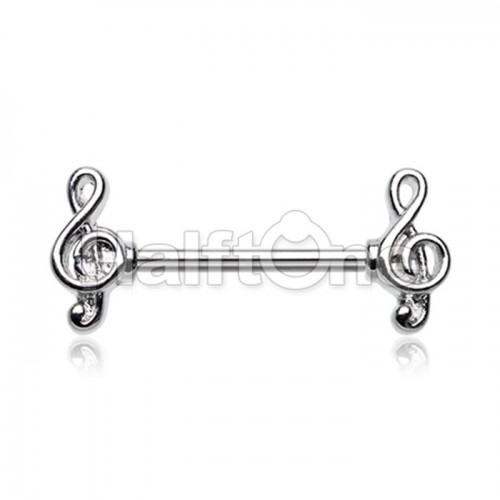 Treble Clef Music Note Nipple Barbell Ring