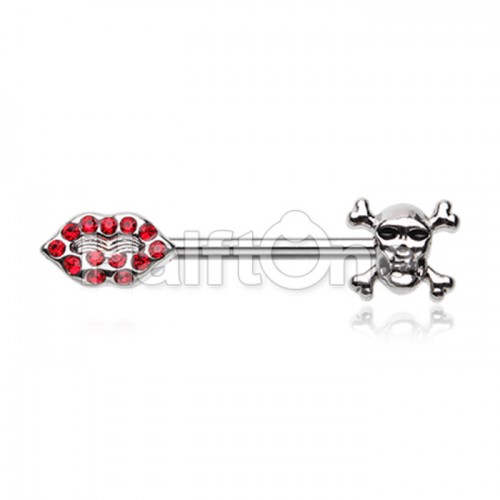 Kiss Of Death Nipple Barbell Ring
