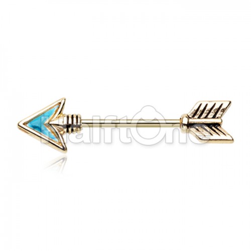 Golden Follow Your Own Arrow Nipple Barbell Ring