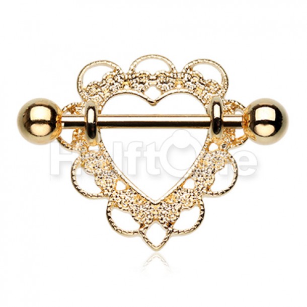 Golden Heart Filigree Nipple Shield Ring Golden Heart Filigree Nipple Shield Ring