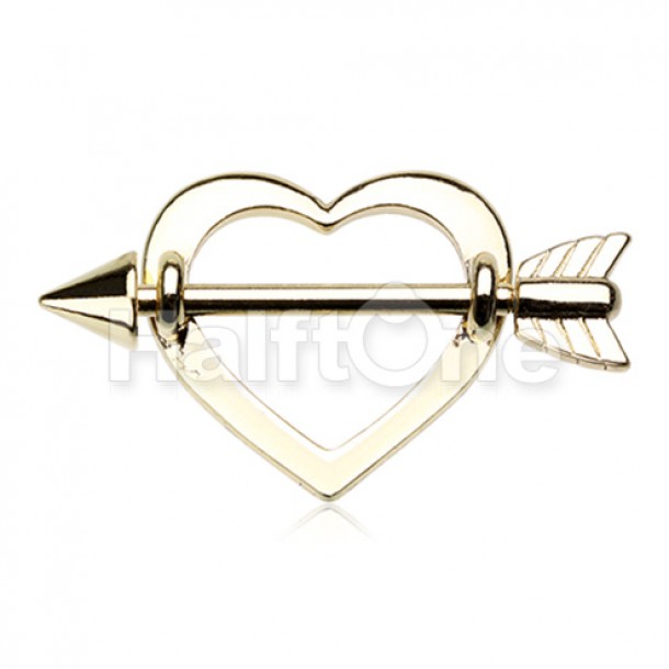 Golden Cupid's Heart Nipple Shield Ring