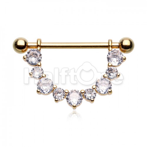 Golden Elegant Gem Drop Dangle Nipple Shield Ring