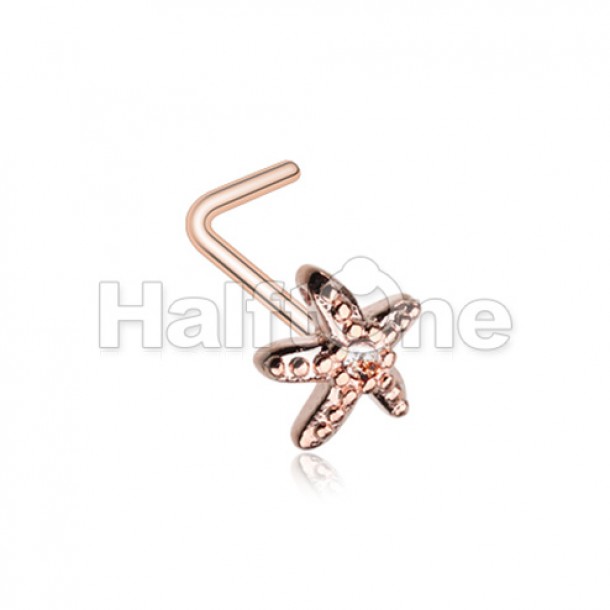 Rose Gold Wish upon a Starfish L Shape Nose Ring