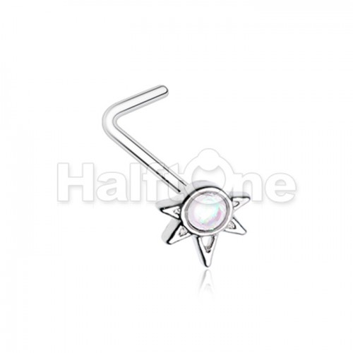 Opal Starburst L-Shape Nose Ring