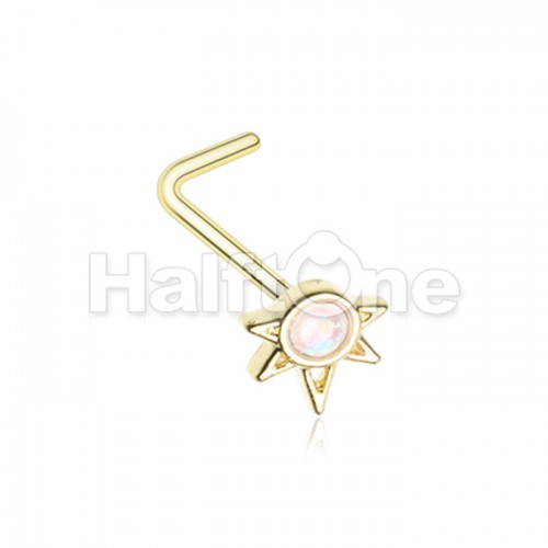 Golden Opal Starburst L-Shape Nose Ring