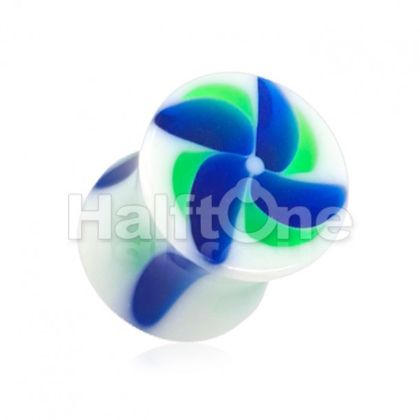 Windmill Acrylic Double Flared Ear Gauge Plug Windmill Acrylic Double Flared Ear Gauge Plug