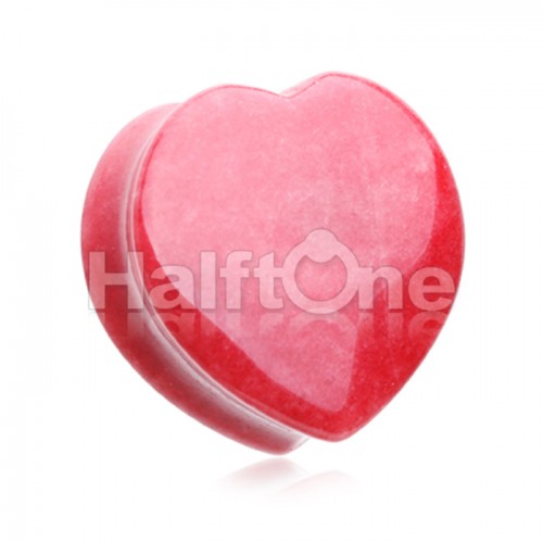 Heart Shaped Red Jade Stone Double Flared Plug