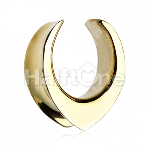 Golden Brass Saddle Spreader Ear Gauge Tunnel Plug