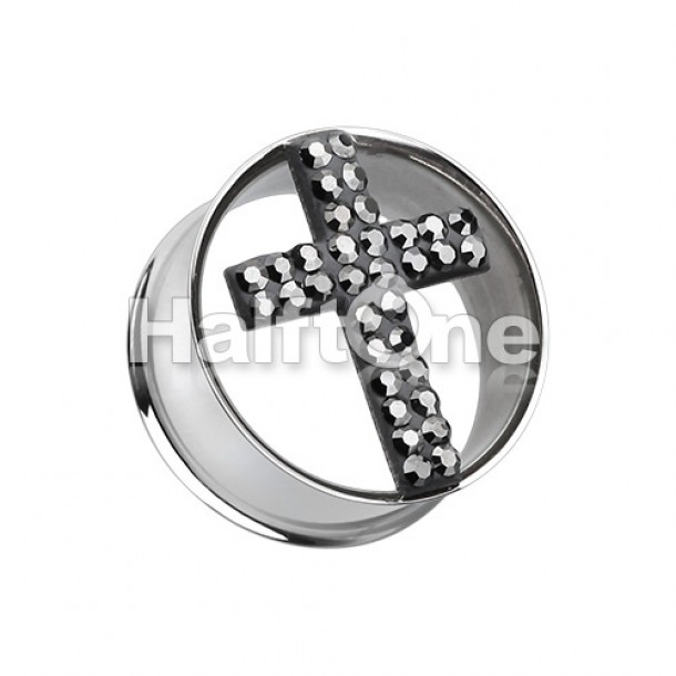 Glistening Cross Multi-Sprinkle Dot Tunnel Ear Gauge Plug Glistening Cross Multi-Sprinkle Dot Tunnel Ear Gauge Plug