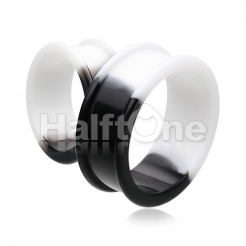 Two Tone Black & White Supersize Flexible Silicone Double Flared Ear Gauge Tunnel Plug