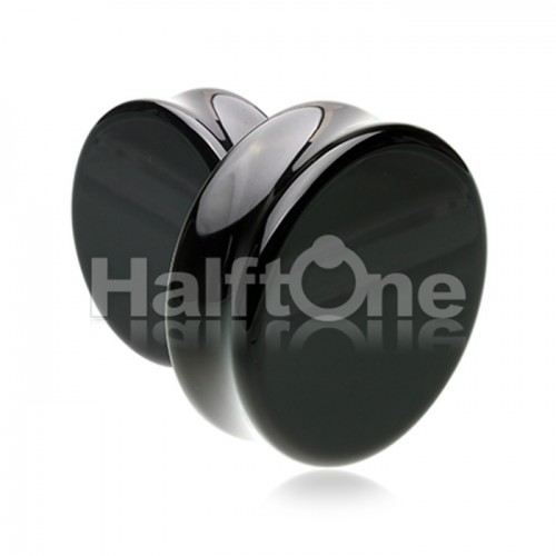 Supersize Black Agate Natural Stone Double Flared Ear Gauge Plug