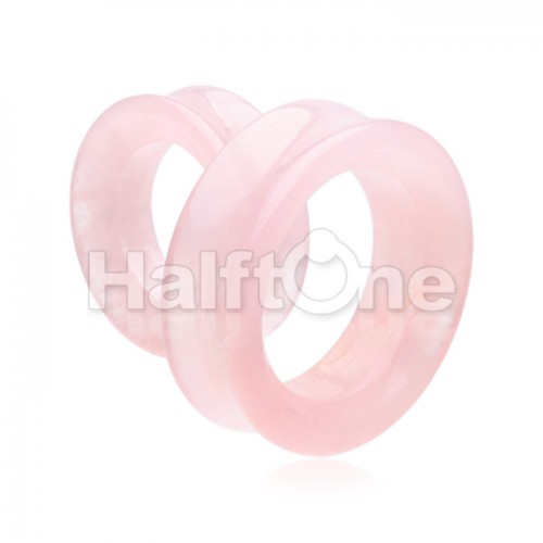 Supersize Pink Rose Quartz Stone Double Flared Eyelet Tunnel Ear Gauge Plug