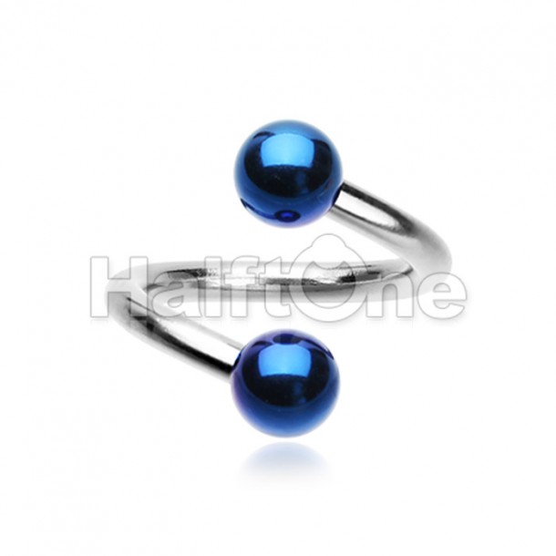 Basic Steel Twist Spiral Ring with Colored Balls Basic Steel Twist Spiral Ring with Colored Balls