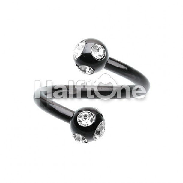 Colorline PVD Aurora Gem Ball Twist Spiral Ring Colorline PVD Aurora Gem Ball Twist Spiral Ring