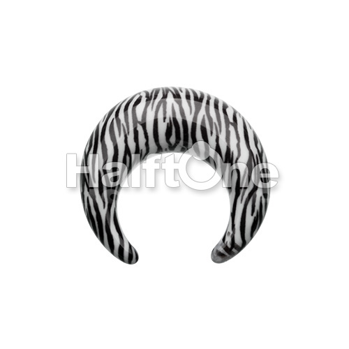 Retro Zebra Stripes Acrylic Ear Gauge Buffalo Taper