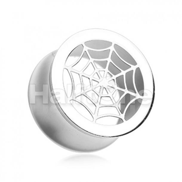 Spider Web Steel Double Flared Ear Gauge Hollow Plug Spider Web Steel Double Flared Ear Gauge Hollow Plug