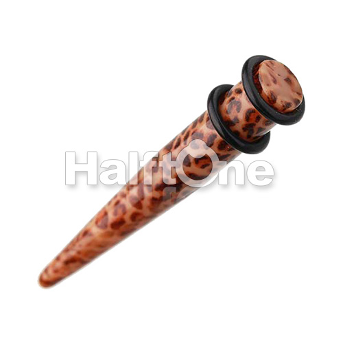 African Tan Leopard Acrylic Ear Stretching Taper
