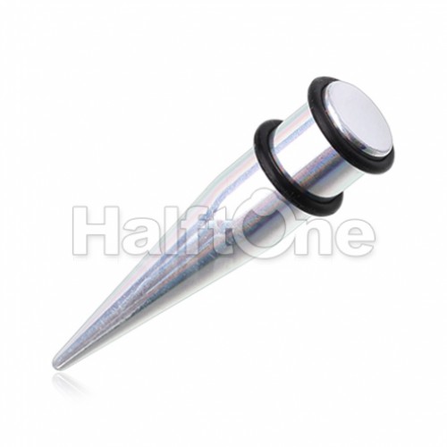 Iridescent Sliver Holographic Metallic Acrylic Ear Stretching Taper