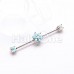 Turquoise Spring Flower Sparkle Prong Set Industrial Barbell