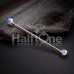Rose Gold Illuminating Moonstone Revo Double Prong Industrial Barbell