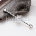 Illuminating Moonstone Spring Flower Prong Set Industrial Barbell