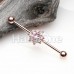 Rose Gold Luscious Flower Industrial Barbell