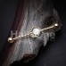 Golden Vintage Boho Filigree Moon Opal Industrial Barbell