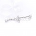 Cubic CZ Bling Cross Prong Set Industrial Barbell